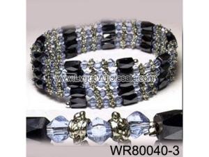 36inch Light Blue Glass ,Alloy,Magnetic Wrap Bracelet Necklace All in One Set